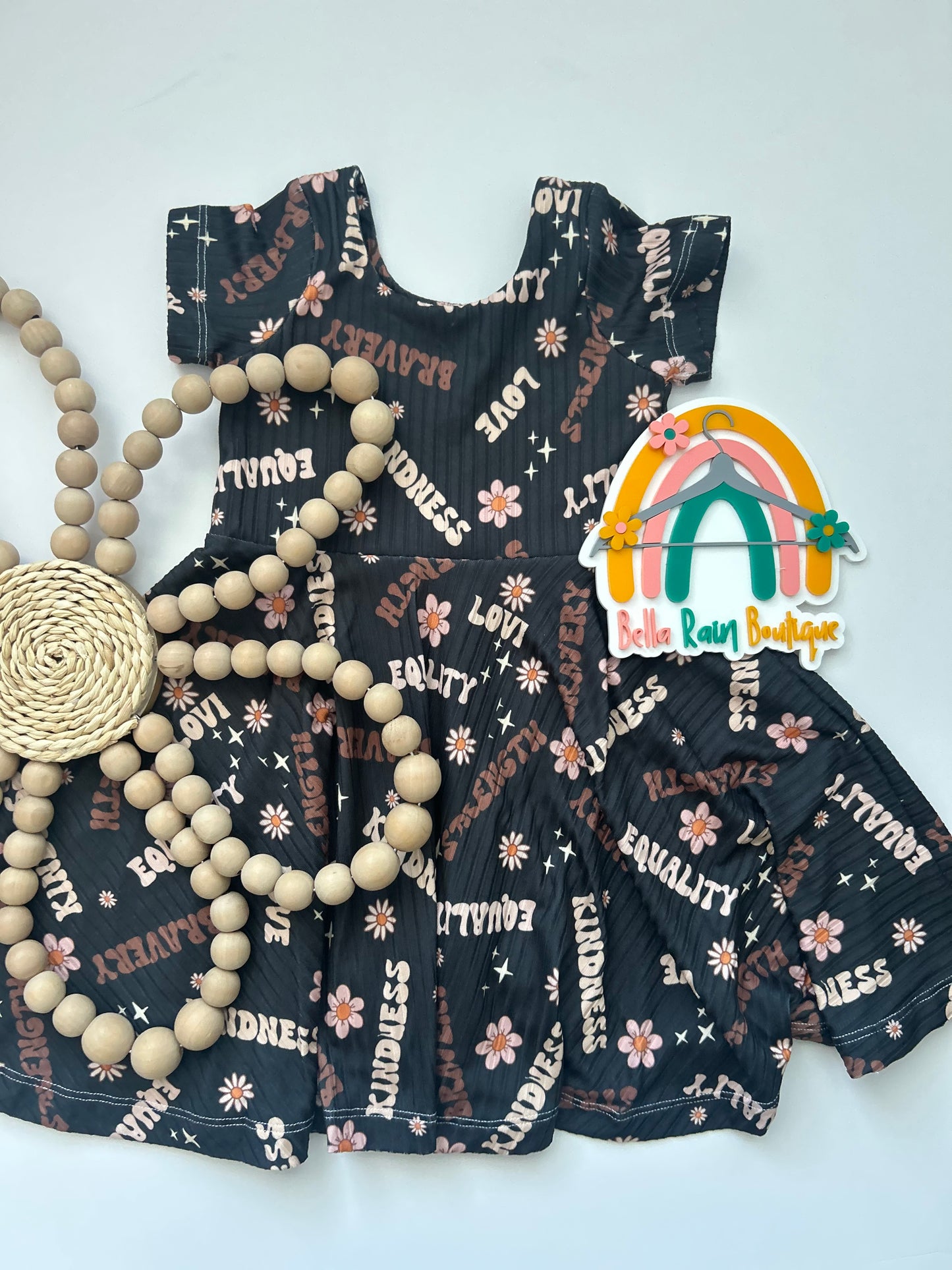 3T Inclusive Affirmations Flawed BHM Twirl Dress - Flawed (Read Description)