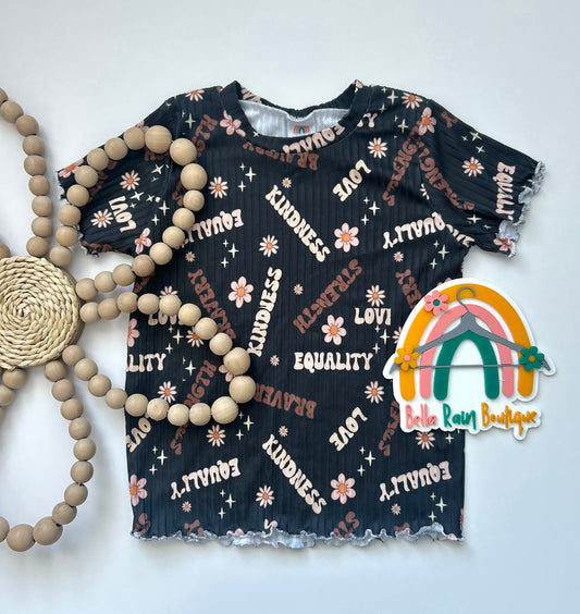 3T Inclusive Affirmations Flawed Lettuce Hem Black History Month Tee - Flawed (Read Description)