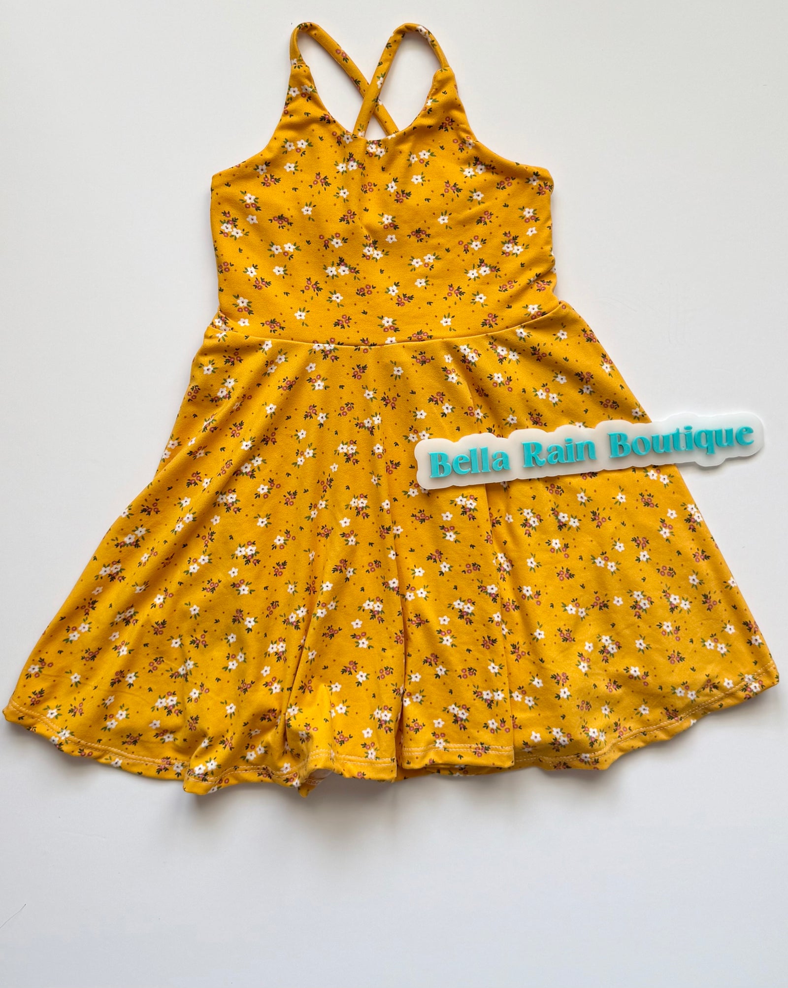 3T Yellow floral cross back dress