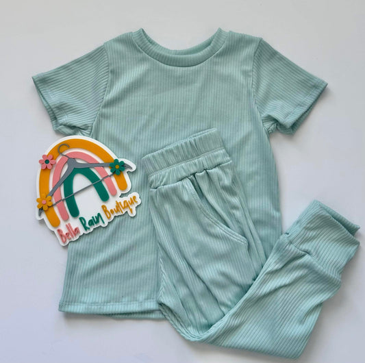 Spring Mint Blue Tees & Joggers