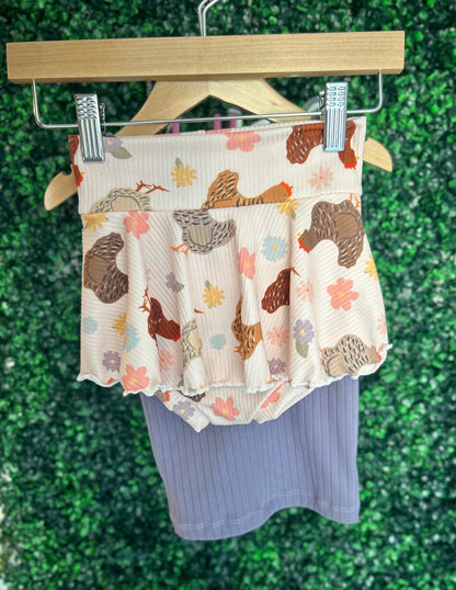 3T Chicken Skirted Bummies & Solid Purple Tank