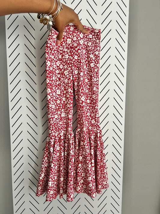 Red Floral Bell Bottoms