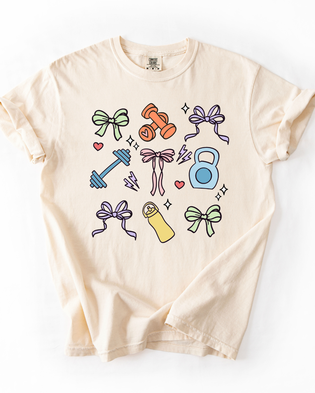 Adult Unisex Ivory Gym Girly Graphic Tee