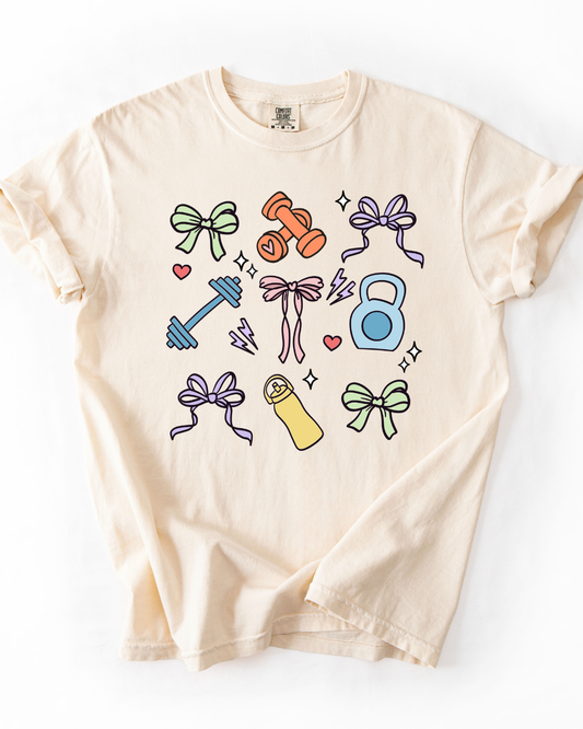 Adult Unisex Ivory Gym Girly Graphic Tee
