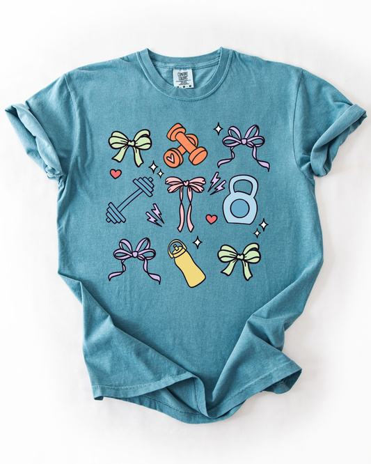 Adult Unisex Ice Blue Gym Girly Graphic Tee