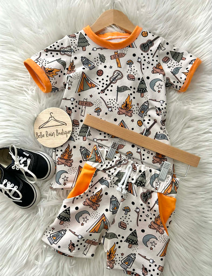 3T Color Blocked Camping Tee & Jogger Set